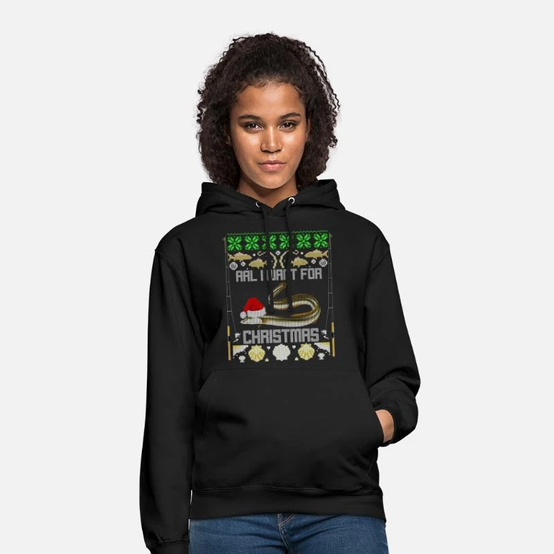 'Angler Weihnachtsmotiv Mit Aal Ugly Christmas' Unisex Hoodie | Spreadshirt 4 'Angler Weihnachtsmotiv Mit Aal Ugly Christmas' Unisex Hoodie | Spreadshirt – Bild 2