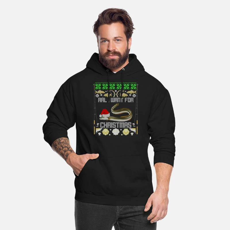 'Angler Weihnachtsmotiv Mit Aal Ugly Christmas' Unisex Hoodie | Spreadshirt 5 'Angler Weihnachtsmotiv Mit Aal Ugly Christmas' Unisex Hoodie | Spreadshirt – Bild 3