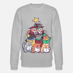 'Christmas Cat Weihnachtsbaum Katzen' Männer Bio Pullover | Spreadshirt -Build Your Brand || James & Nicholson || B&C christmas cat weihnachtsbaum katzen maenner bio pullover 4