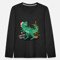 'Christmas Tree Rex Weihnachtsbaum T-Rex Design' Kinder Premium Langarmshirt | Spreadshirt