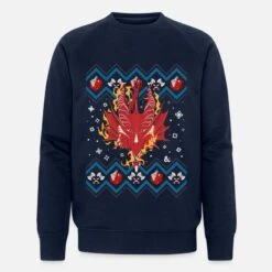 'Dungeons & Dragons DND Drachenkopf Ugly Christmas' Männer Bio Pullover | Spreadshirt -Build Your Brand || James & Nicholson || B&C dungeons dragons dnd drachenkopf ugly christmas maenner bio pullover 3