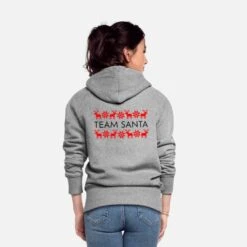'Elch Sterne Norwegen Ugly Christmas Team Santa' Frauen Premium Kapuzenjacke | Spreadshirt -Build Your Brand || James & Nicholson || B&C elch sterne norwegen ugly christmas team santa frauen premium kapuzenjacke 3