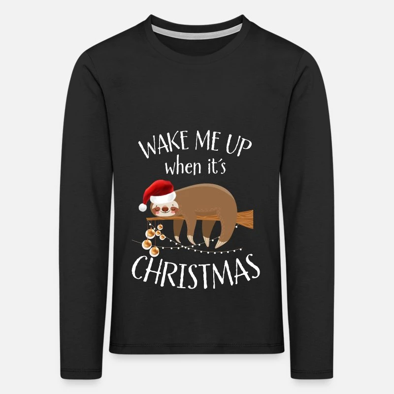 'Faultier Weihnachten Wake Me Up Ugly Christmas' Kinder Premium Langarmshirt | Spreadshirt 5 'Faultier Weihnachten Wake Me Up Ugly Christmas' Kinder Premium Langarmshirt | Spreadshirt – Bild 3