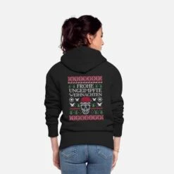 'Frohe Weihnachten Ugly Christmas Skull' Frauen Premium Kapuzenjacke | Spreadshirt -Build Your Brand || James & Nicholson || B&C frohe weihnachten ugly christmas skull frauen premium kapuzenjacke 3