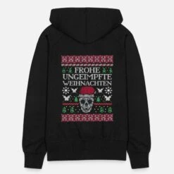 'Frohe Weihnachten Ugly Christmas Skull' Frauen Premium Kapuzenjacke | Spreadshirt -Build Your Brand || James & Nicholson || B&C frohe weihnachten ugly christmas skull frauen premium kapuzenjacke 5