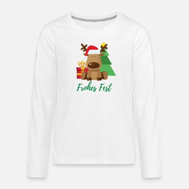 'Frohes Fest-Weihnachten-Christmas-Rentier Tshirt' Teenager Premium Langarmshirt | Spreadshirt 5 'Frohes Fest-Weihnachten-Christmas-Rentier Tshirt' Teenager Premium Langarmshirt | Spreadshirt – Bild 3