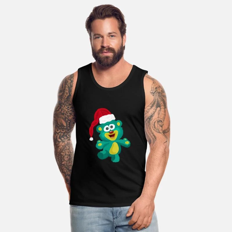 'Funny Bear With Santa Hat Christmas Gift' Männer Premium Tanktop | Spreadshirt 4 'Funny Bear With Santa Hat Christmas Gift' Männer Premium Tanktop | Spreadshirt – Bild 2