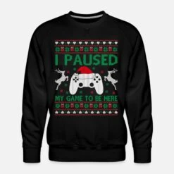 'I Paused My Game To Be Here Christmas Ugly Sweater' Männer Premium Pullover | Spreadshirt -Build Your Brand || James & Nicholson || B&C i paused my game to be here christmas ugly sweater maenner premium pullover 2