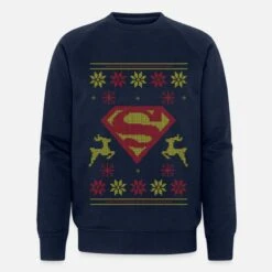 'Justice League Superman Logo Ugly Christmas' Männer Bio Pullover | Spreadshirt