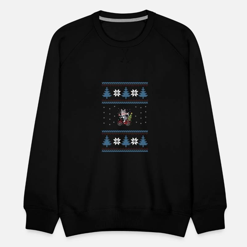'Katze Fahrrad Ugly Christmas' Männer Premium Pullover | Spreadshirt 3 'Katze Fahrrad Ugly Christmas' Männer Premium Pullover | Spreadshirt