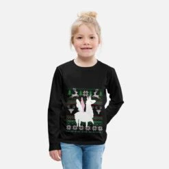 'Lama Ugly Christmas Alpaka Einhorn Weihnachten' Kinder Premium Langarmshirt | Spreadshirt -Build Your Brand || James & Nicholson || B&C lama ugly christmas alpaka einhorn weihnachten kinder premium langarmshirt 2