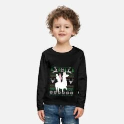 'Lama Ugly Christmas Alpaka Einhorn Weihnachten' Kinder Premium Langarmshirt | Spreadshirt