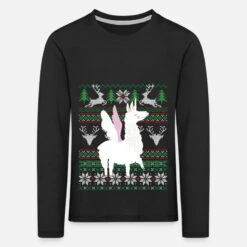 'Lama Ugly Christmas Alpaka Einhorn Weihnachten' Kinder Premium Langarmshirt | Spreadshirt -Build Your Brand || James & Nicholson || B&C lama ugly christmas alpaka einhorn weihnachten kinder premium langarmshirt 6