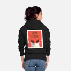 'Meowy Christmas' Frauen Premium Kapuzenjacke | Spreadshirt -Build Your Brand || James & Nicholson || B&C meowy christmas frauen premium kapuzenjacke 3