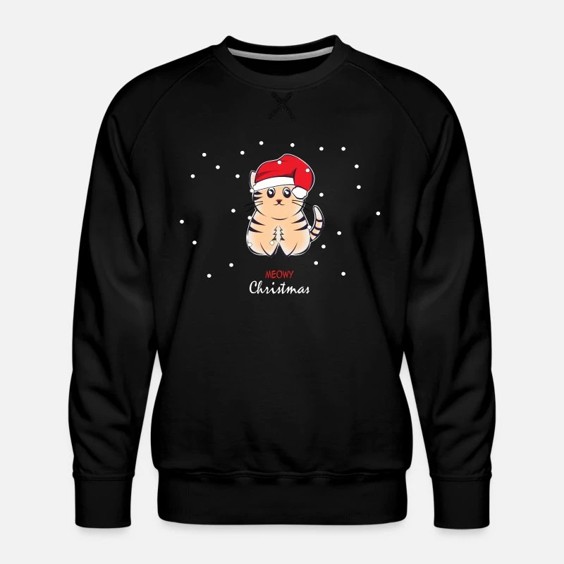 'Meowy Christmas Orange Katze Santa Geschenk' Männer Premium Pullover | Spreadshirt 4 'Meowy Christmas Orange Katze Santa Geschenk' Männer Premium Pullover | Spreadshirt – Bild 3