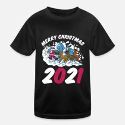 James & Nicholson 'Merry Christmas 2021 Santa Claus Rentier Schnee' Kinder Funktions-T-Shirt | Spreadshirt