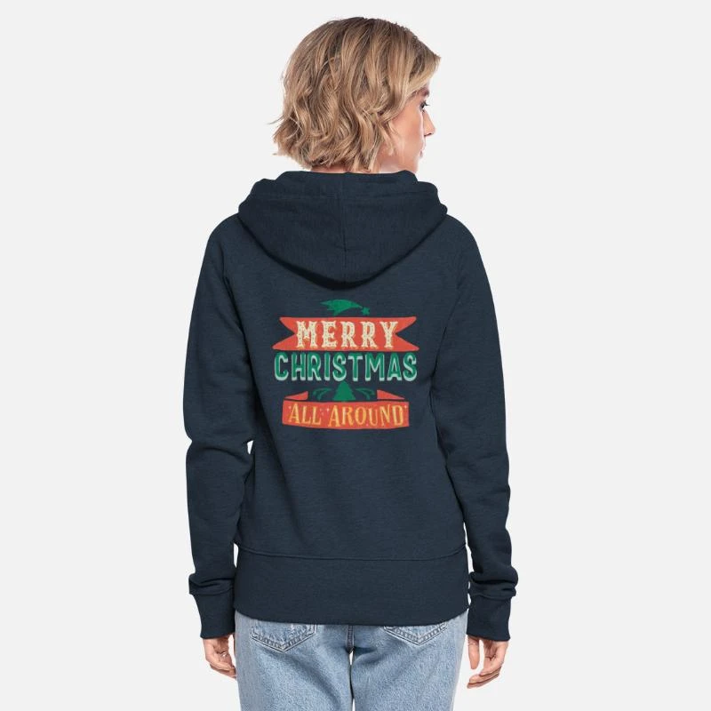 'Merry Christmas - Retro Schriftzug' Frauen Premium Kapuzenjacke | Spreadshirt 5 'Merry Christmas - Retro Schriftzug' Frauen Premium Kapuzenjacke | Spreadshirt – Bild 3