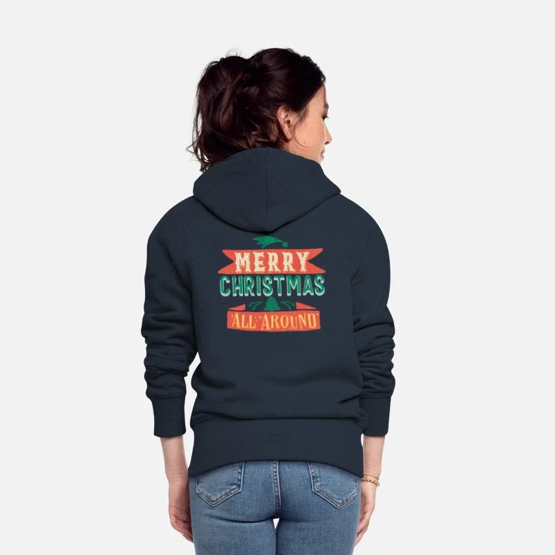 'Merry Christmas - Retro Schriftzug' Frauen Premium Kapuzenjacke | Spreadshirt 6 'Merry Christmas - Retro Schriftzug' Frauen Premium Kapuzenjacke | Spreadshirt – Bild 4