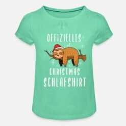 'offizielles Christmas Schlafshirt' Mädchen T-Shirt Mit Raffung | Spreadshirt -Build Your Brand || James & Nicholson || B&C offizielles christmas schlafshirt maedchen t shirt mit raffung 2
