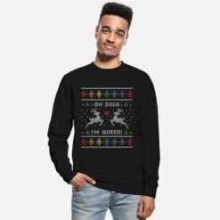 'Oh Deer I'm Queer Funny Ugly Christmas Sweater' Unisex Pullover | Spreadshirt