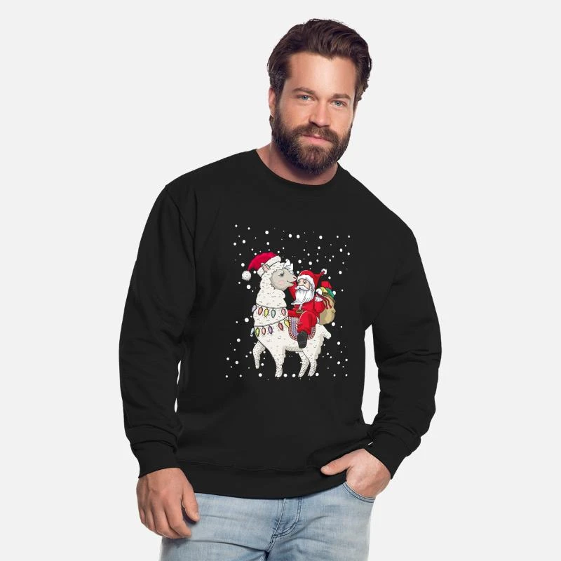 'Santa Reitet Lama Alpaka Ugly Christmas' Unisex Pullover | Spreadshirt 4 'Santa Reitet Lama Alpaka Ugly Christmas' Unisex Pullover | Spreadshirt – Bild 2