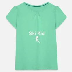 'Ski Kid Winter Skiing Apres Ski Snow Christmas' Mädchen T-Shirt Mit Raffung | Spreadshirt