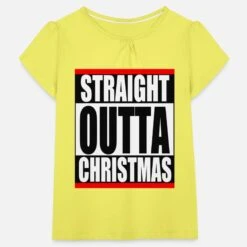 'Straight Outta Christmas' Mädchen T-Shirt Mit Raffung | Spreadshirt