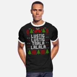 'Ugly Christmas Lustig Lustig Tralalalala Sprüche' Männer Ringer T-Shirt | Spreadshirt