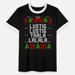 'Ugly Christmas Lustig Lustig Tralalalala Sprüche' Männer Ringer T-Shirt | Spreadshirt -Build Your Brand || James & Nicholson || B&C ugly christmas lustig lustig tralalalala sprueche maenner ringer t shirt 4