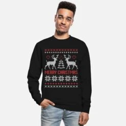 'ugly Christmas Sweater Rentier Hirsch Jäger Rot' Unisex Pullover | Spreadshirt