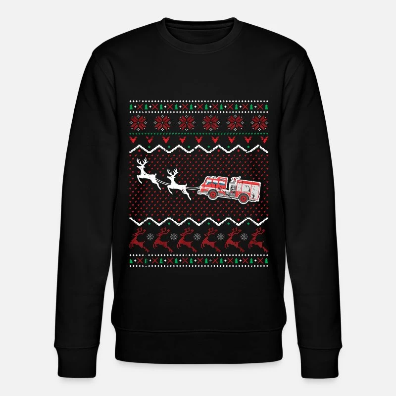'Weihnachten Feuerwehr Feuerwehrauto Ugly Christmas' Männer Bio Pullover | Spreadshirt 6 'Weihnachten Feuerwehr Feuerwehrauto Ugly Christmas' Männer Bio Pullover | Spreadshirt – Bild 4