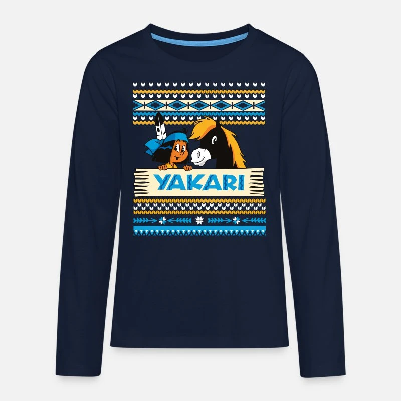 'Yakari Und Kleiner Donner Ugly Christmas Design' Teenager Premium Langarmshirt | Spreadshirt 5 'Yakari Und Kleiner Donner Ugly Christmas Design' Teenager Premium Langarmshirt | Spreadshirt – Bild 3