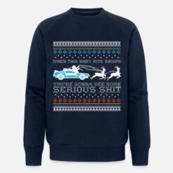 'Zurück In Die Zukunft DeLorean Ugly Christmas' Männer Bio Pullover | Spreadshirt -Build Your Brand || James & Nicholson || B&C zurueck in die zukunft delorean ugly christmas maenner bio pullover 4