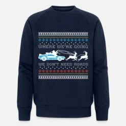 'Zurück In Die Zukunft No Roads Ugly Christmas' Männer Bio Pullover | Spreadshirt -Build Your Brand || James & Nicholson || B&C zurueck in die zukunft no roads ugly christmas maenner bio pullover 2